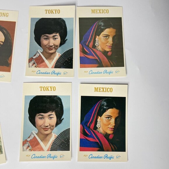 LOT MCM Aviation Postcards Canadian Pacific Airlines Stewardess 6 images/9pcs - Picture 2 of 5